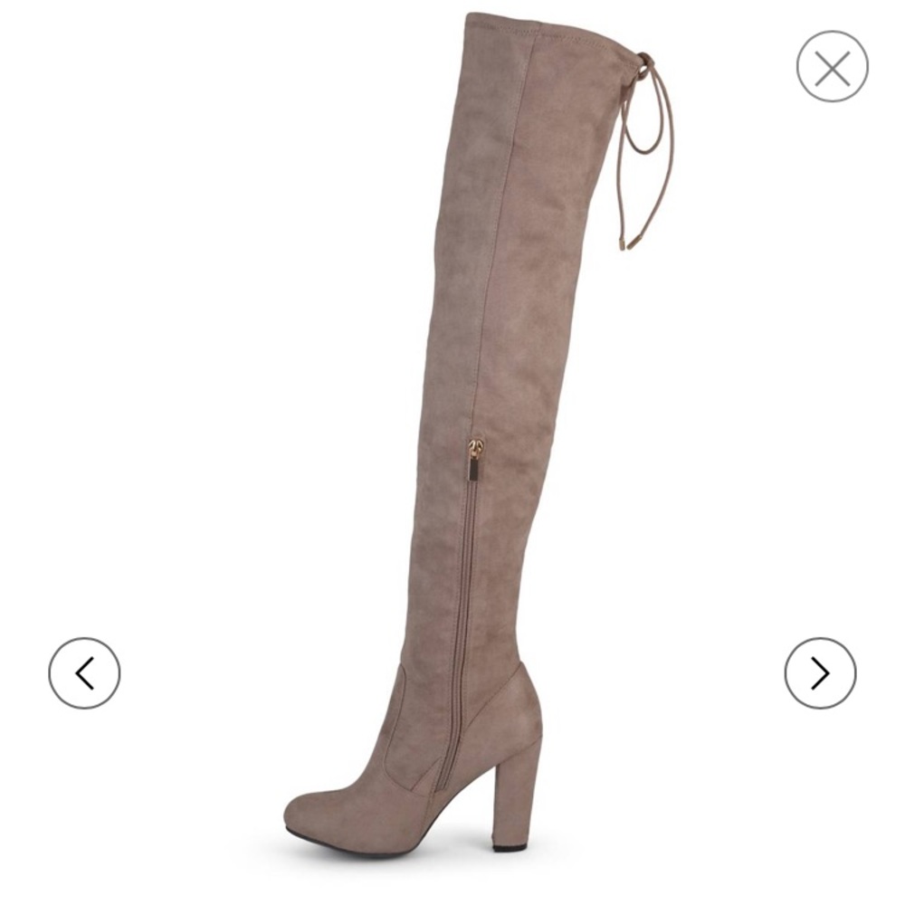 Taupe thigh high boots